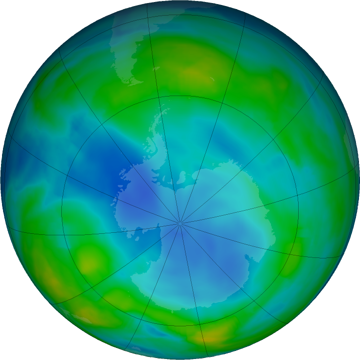 Antarctic ozone map for 13 June 2017